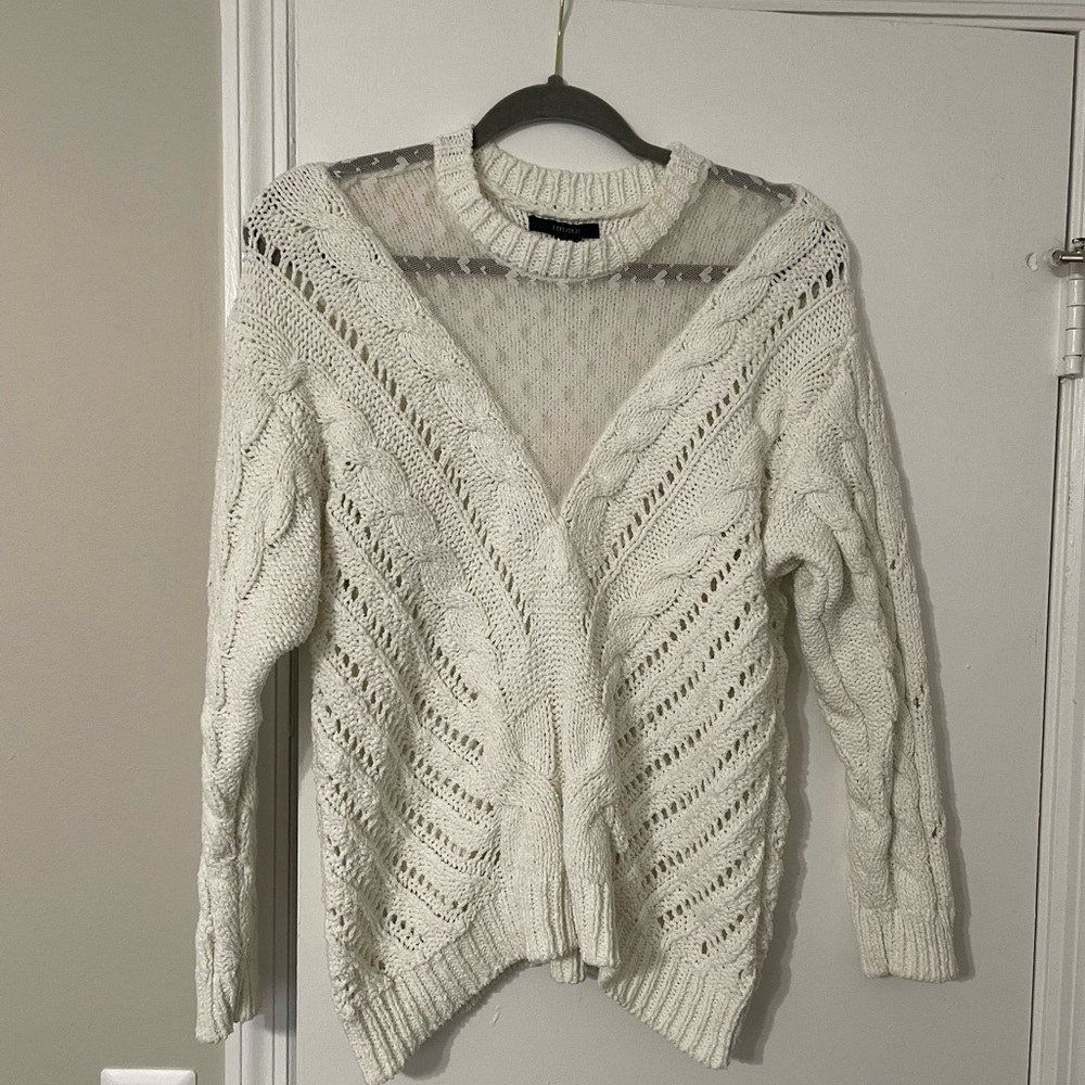 Forever 21 Cream V-Neck Sweater